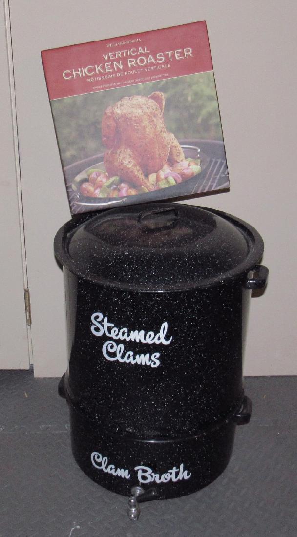 Clam Steam Pot and Vertical Chicken Roaster: Clam Pot is approx 22" tall