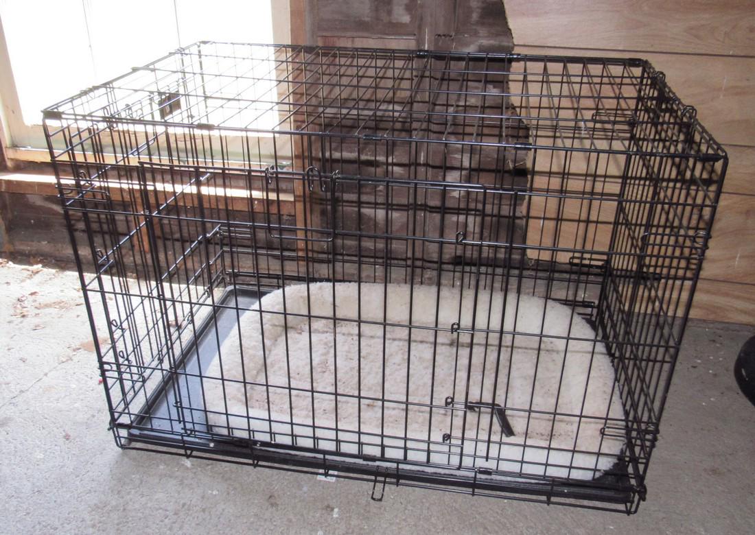 Folding Double Door Dog Cat Pig Crate: Apprx 22" x 36" x 25" tall