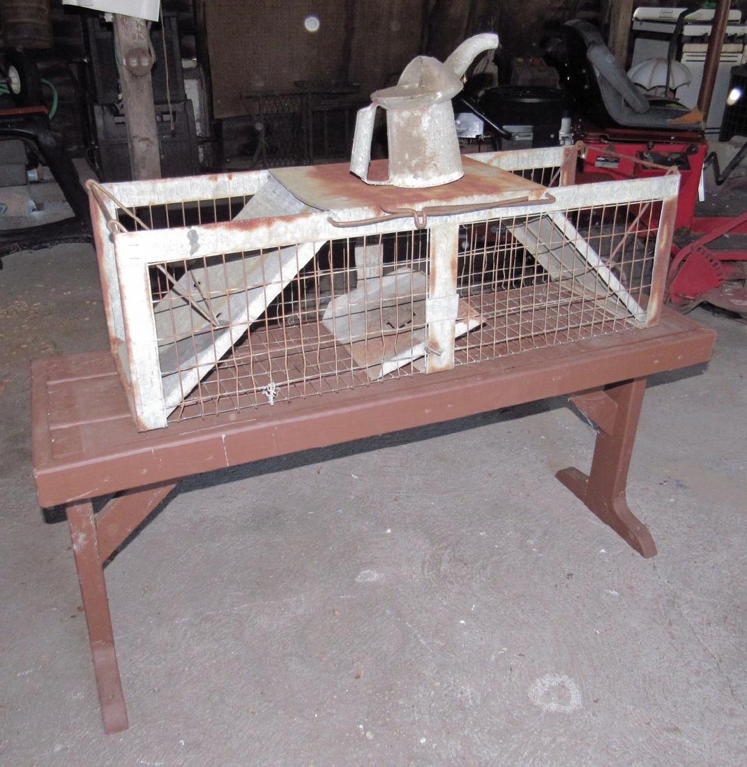 Bench Haveaheart Trap and Oil Can: Trap is approx 36" long