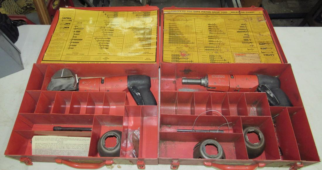 2 Hilti DX 600 Safe Piston Drive Tools: Lot includes boxes and contents