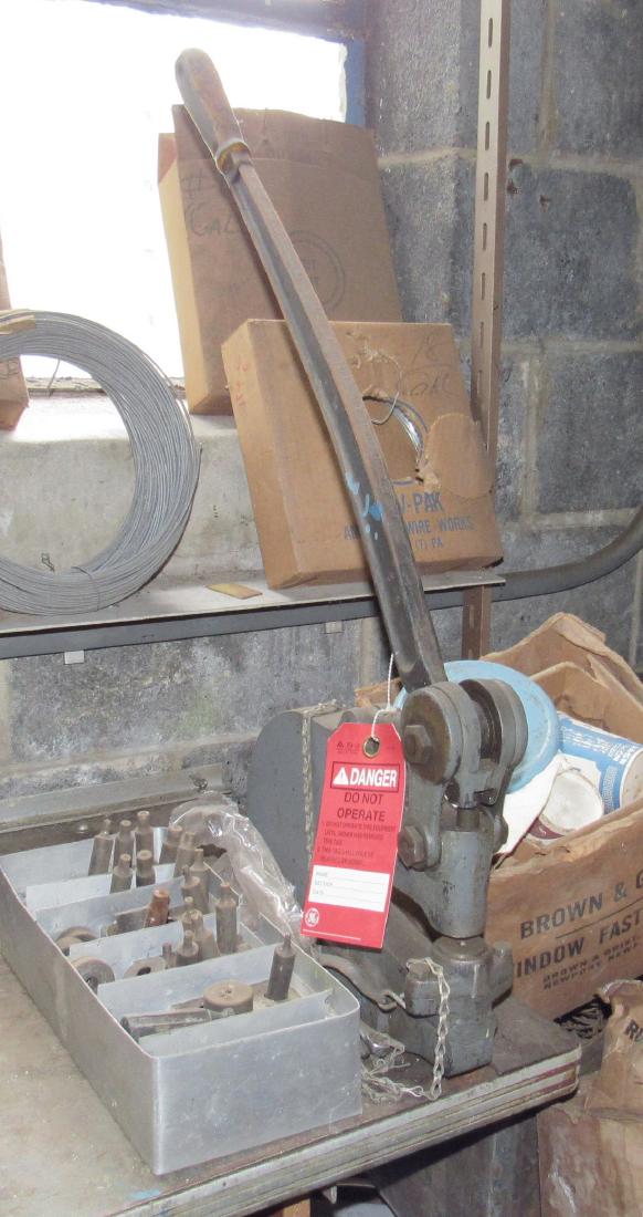 Punch Punches and Workbench: Workbench is approx 24" x 58" x 32 1/2" tall. Buyer must remove from wall