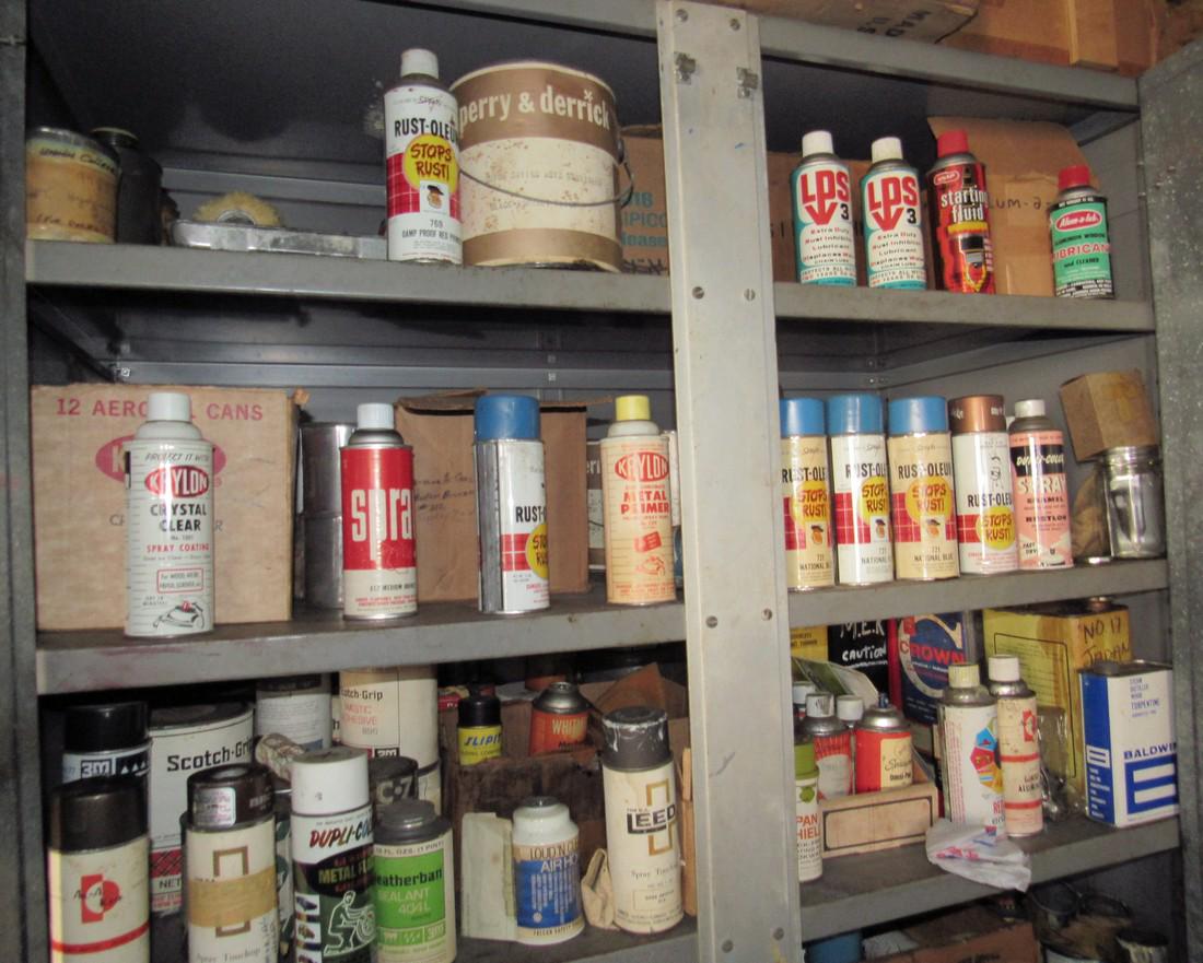 Vintage Spray Paint Wooden Shims Contents of Cabinet: Lot includes everything in cabinet. Take what you want, leave what you don't