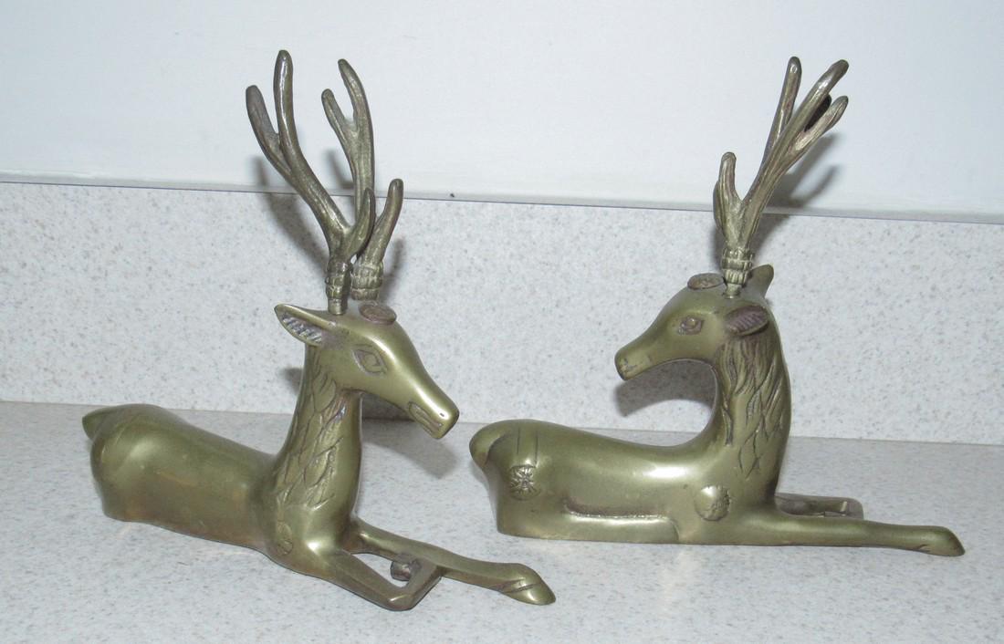 2 Brass Reindeer: Approx 6 1/2" tall