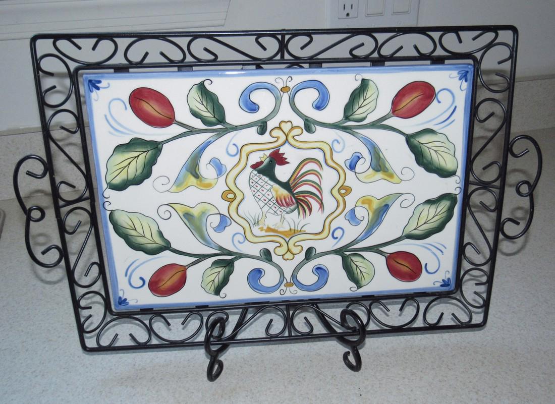 Fitz and Floyd Chicken Tray with Stand: Approx 11 1/2" x 18"