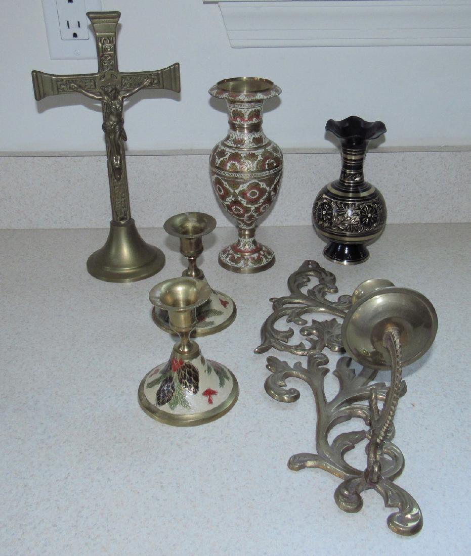Brass Ware Religious Cross Candle Holders Sconce Vases: Cross is approx 11 1/2" tall