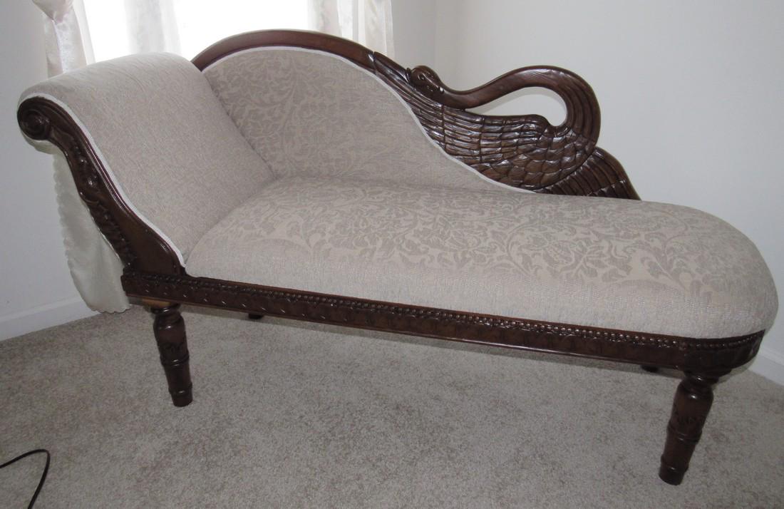 Carved Swan Fainting Couch: Approx 60" long