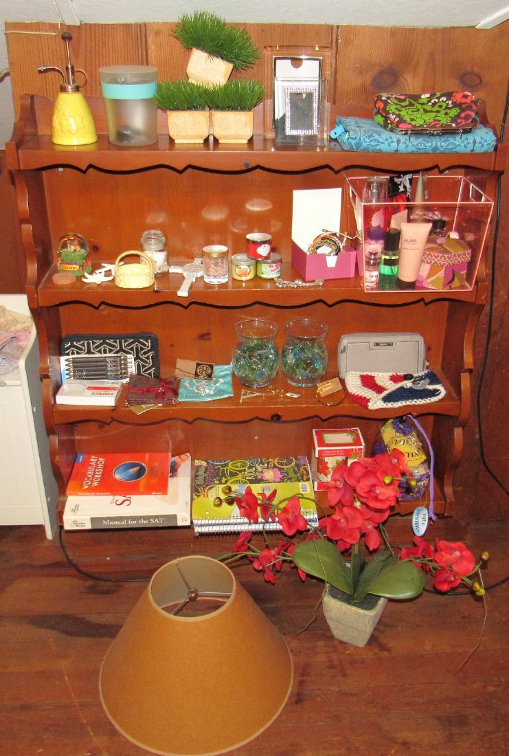 Jewelry Picture Frames Misc Shelf Contents: Lot includes all items on shelf. Shelf not included. Take what you want and leave the rest