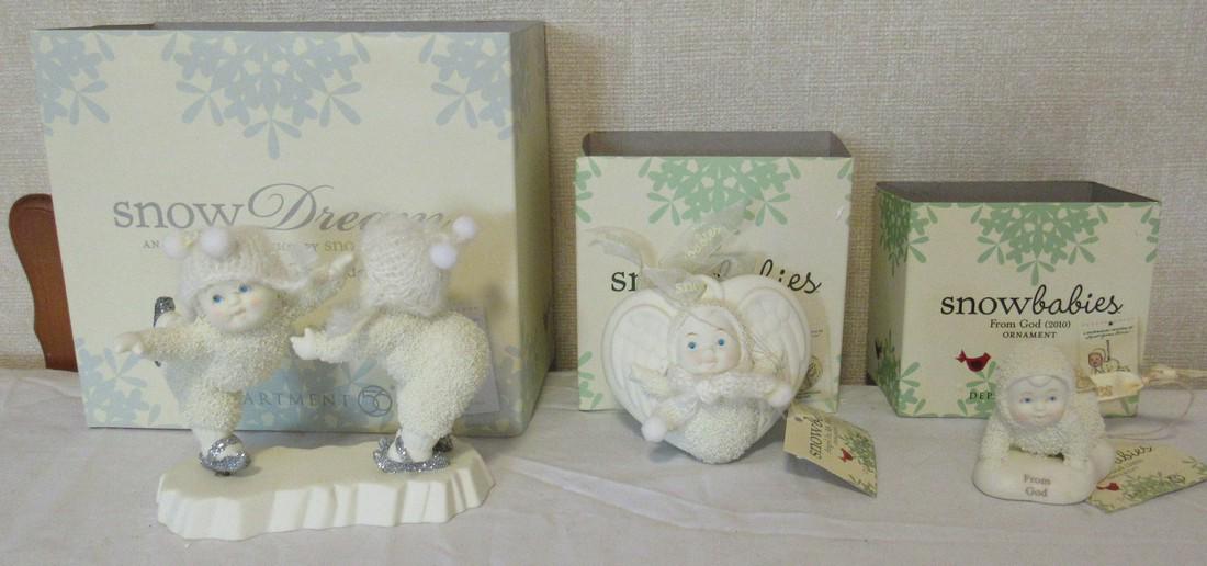 Snowbabies and Ornament: Tallest is approx 4" tall.