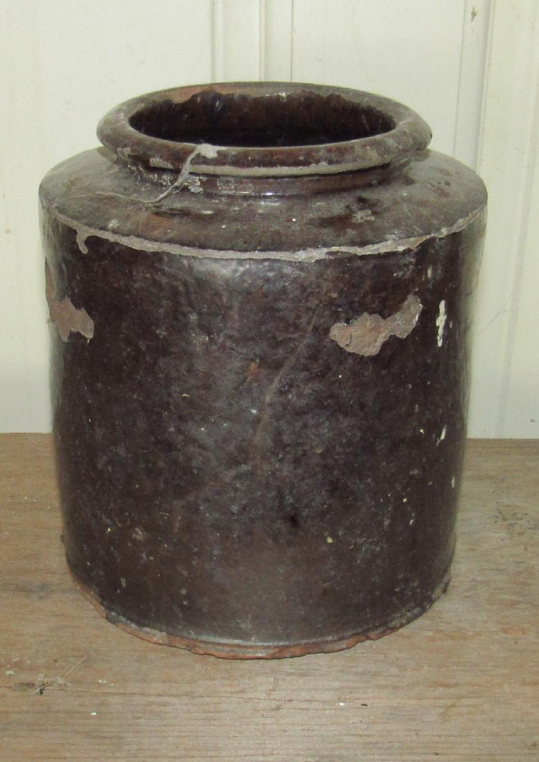 Redware crock: Approx 6 1/2" in diameter and 7 1/2" tall