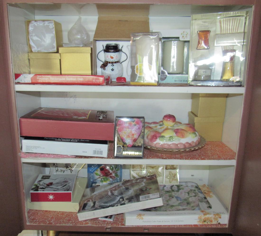Lenox Mikasa Godinger Cabinet Contents: Lot includes all in cabinet