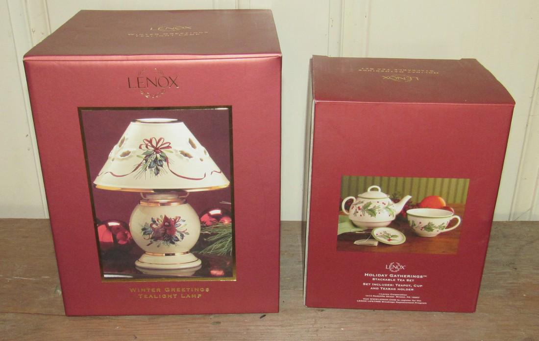 Lenox Tea Set Winter Greetings Tea Light Lamp: Getting both pictured