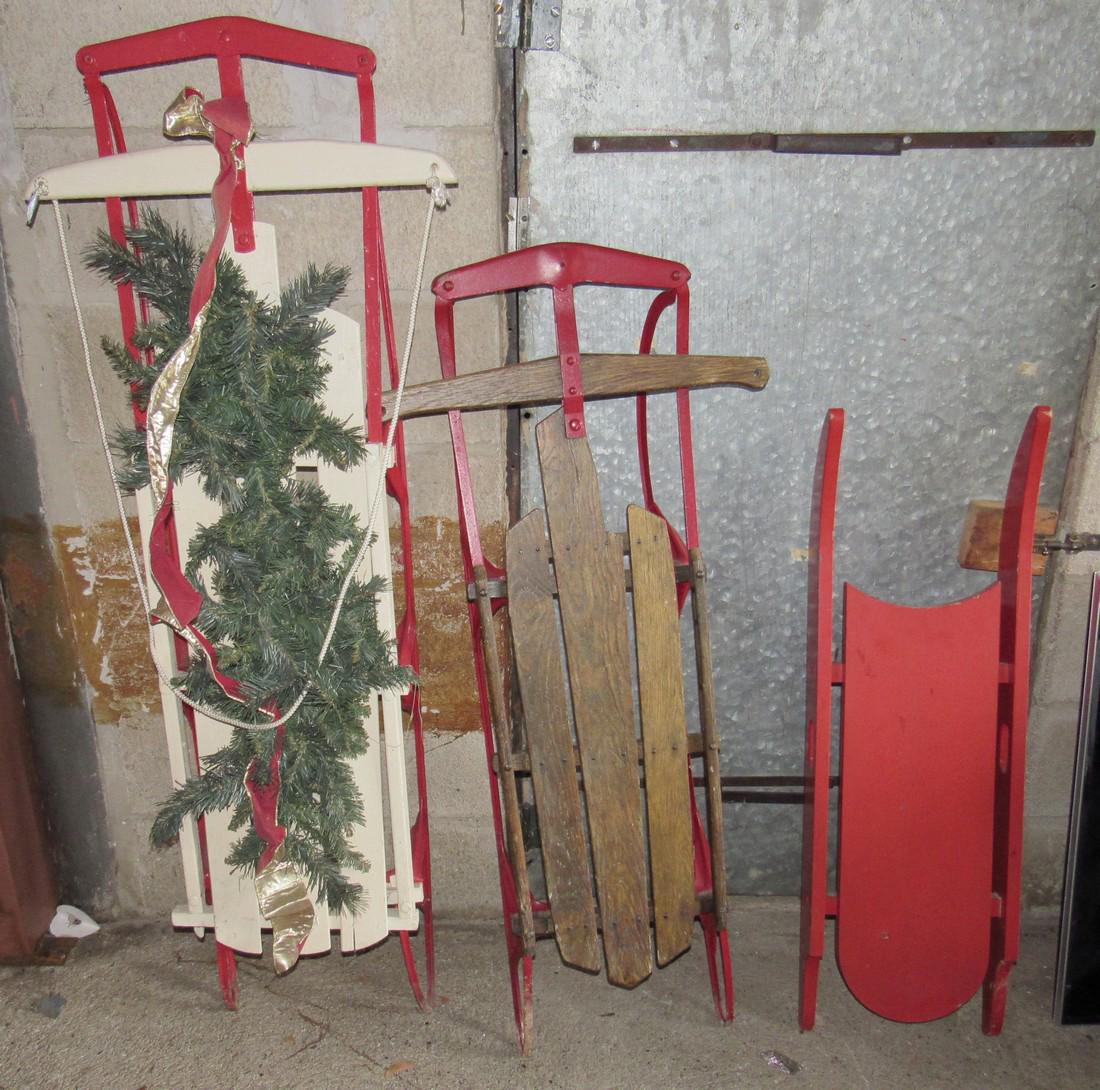 3 Sleds Christmas Decorations: Longest is approx 55"