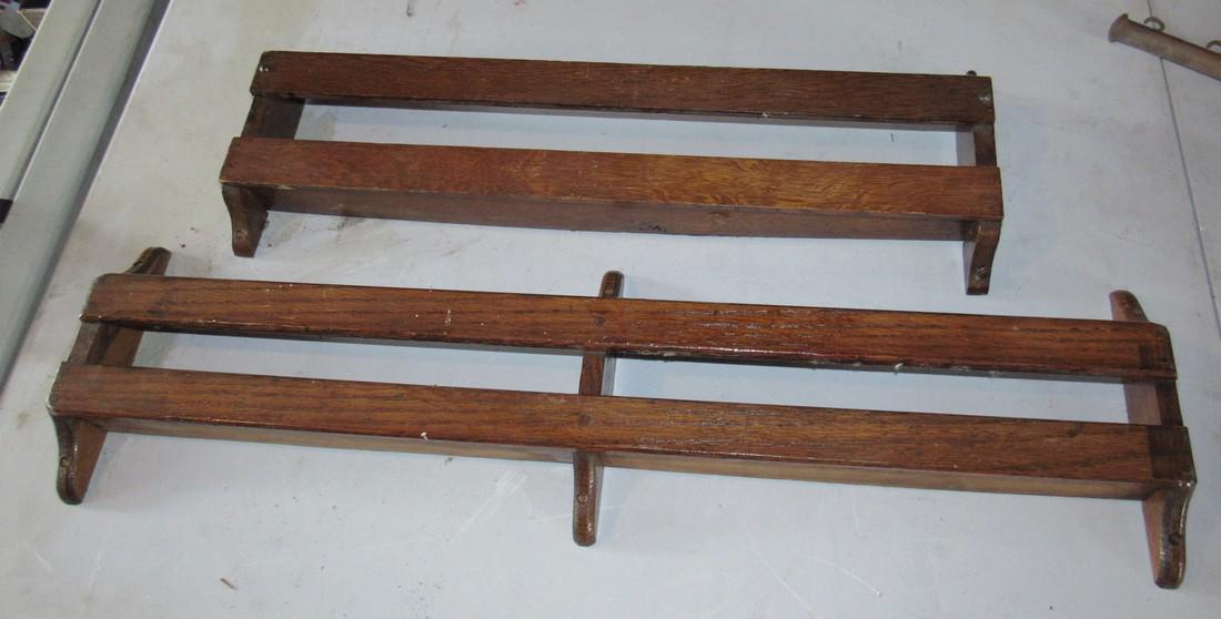 2 Oak Church Pew Book Racks: Longest is approx 8 1/2" x 31"