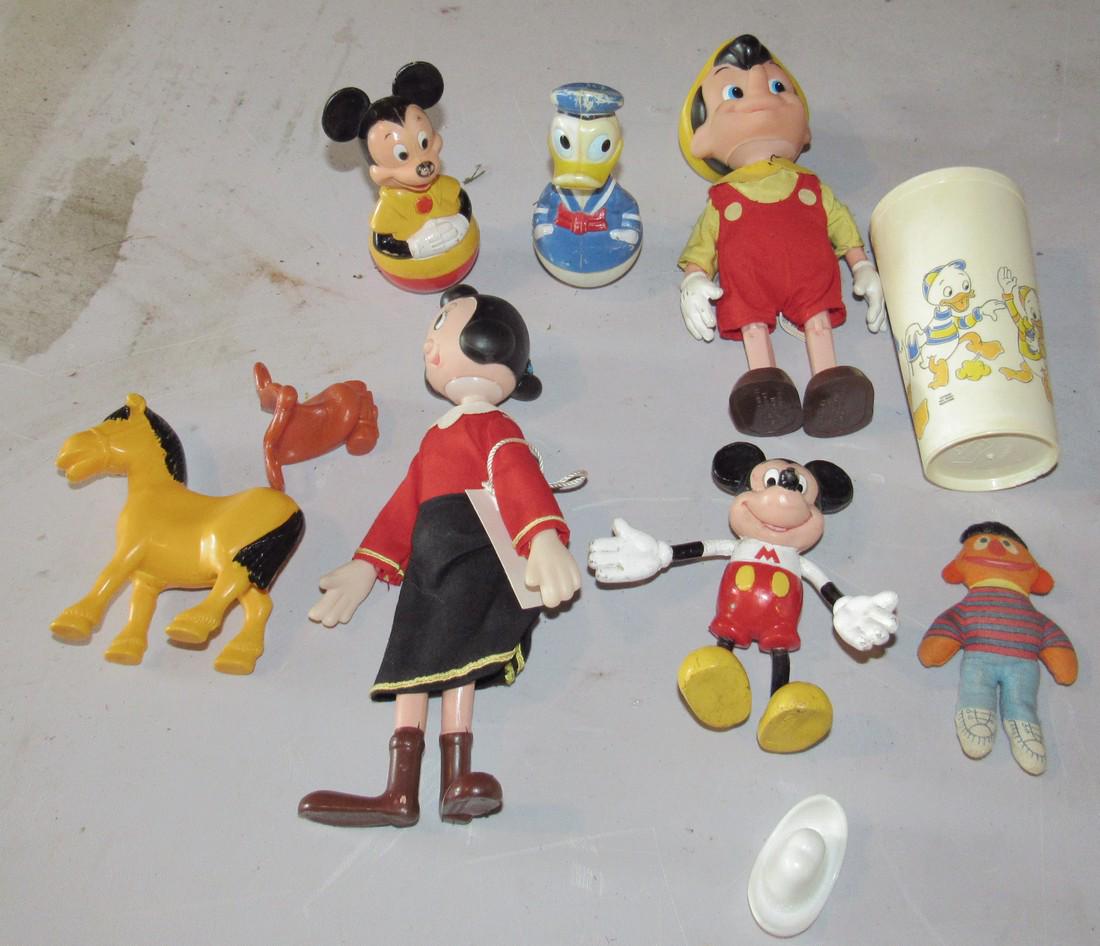 King Features Olive Oil Doll & Misc Walt Disney: Getting all pictured. Olive Oil is approx 9" tall