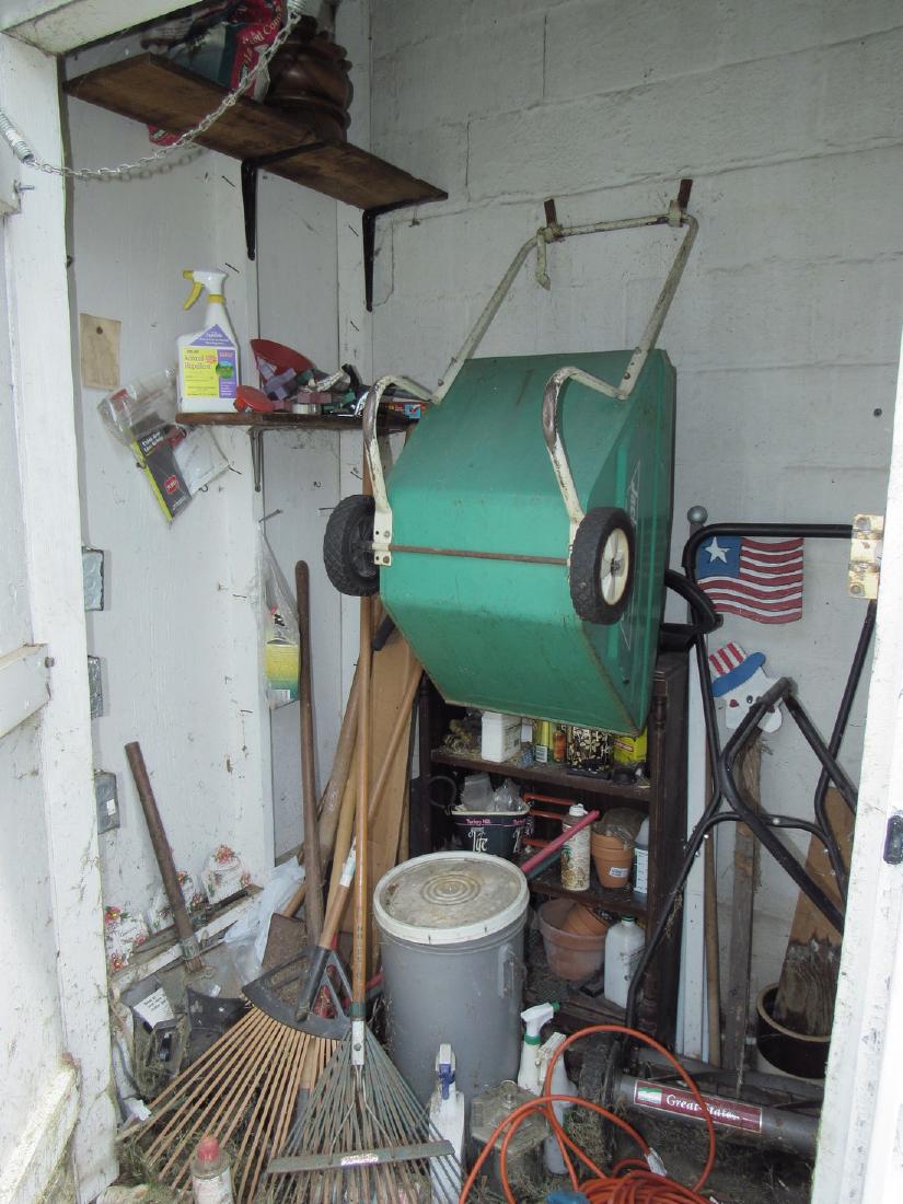 Contents of Garden Shed: Lot includes everything pictured in garden shed ( except spool cabinet). Take what you want and leave the rest.