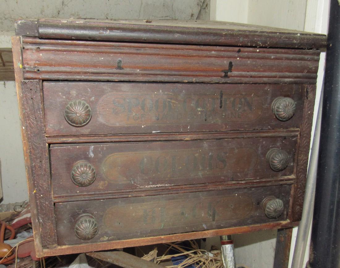 Spool Cabinet: Approx 16 1/2" x 21" x 12 1/2" tall. Buyer must remove from bracket.