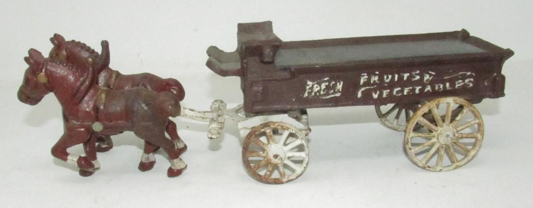 Cast Iron Fruits and Vegatables Horse and Wagon: Approx 14 5/8" long