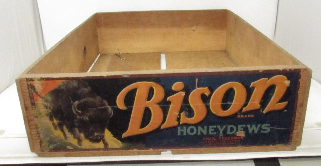 Bison Honey Dews Wooden Crate: Approx 16 1/2" x 23 1/2" x 5 1/4" tall