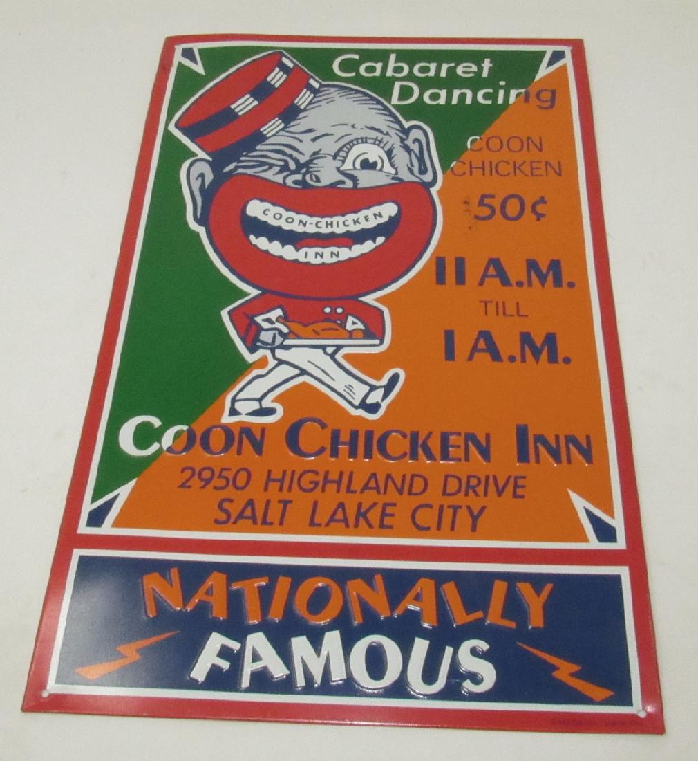 Cabaret Dancing Coon Chicken Inn Tin Sign: Approx 11 1/2 x 17 1/2