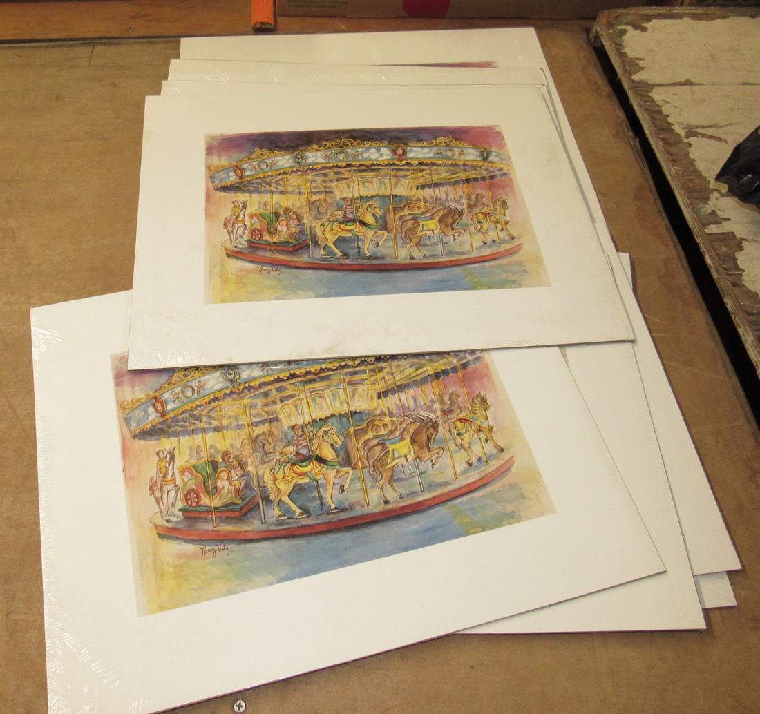 9 Nancy Long Mr. Long's Carousel Prints Easton Pa: Getting 9 prints in this lot. Approx 14" x 18"