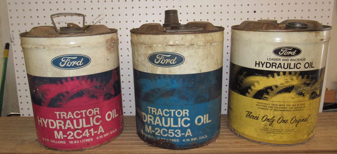 Ford Hydraulic Oil Cans: Getting all 3 pictured. Have some oil left in bottoms. NO SHIPPING
