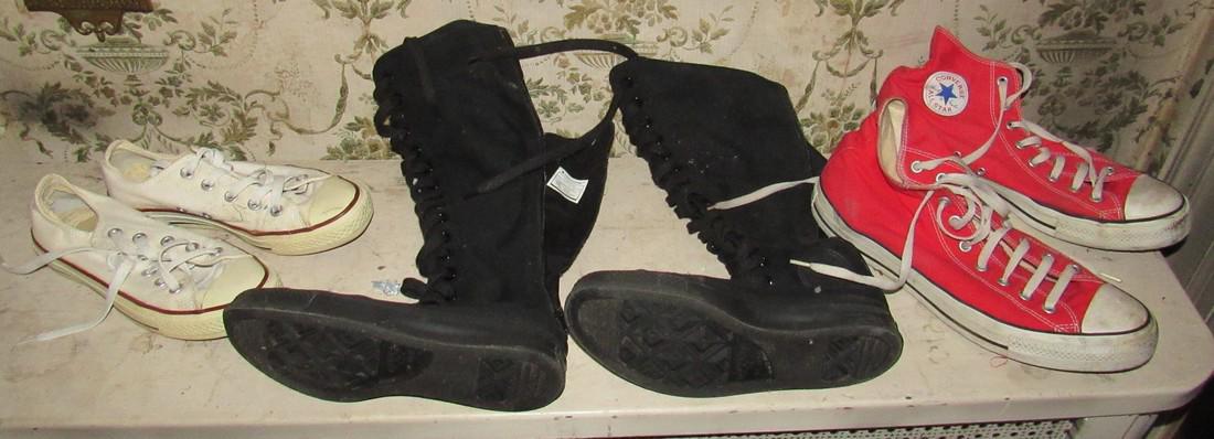 Converse Sneakers: Sizes include 3 1/2, 10 1/2, and 5