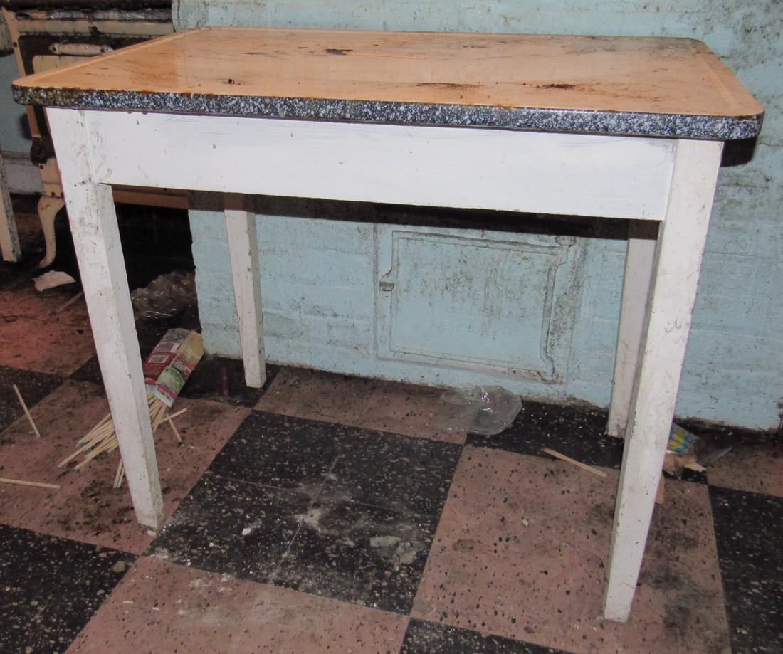Porcelain Top and Metal 1 Drawer Table: Porcelain top is approx 24" x 36". 1 Drawer table is approx 16" x 34"