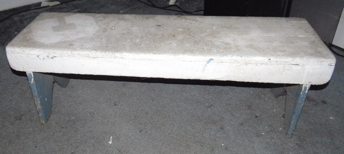 Blue Painted Wooden Bench: Approx 12" x 39"x 13" tall