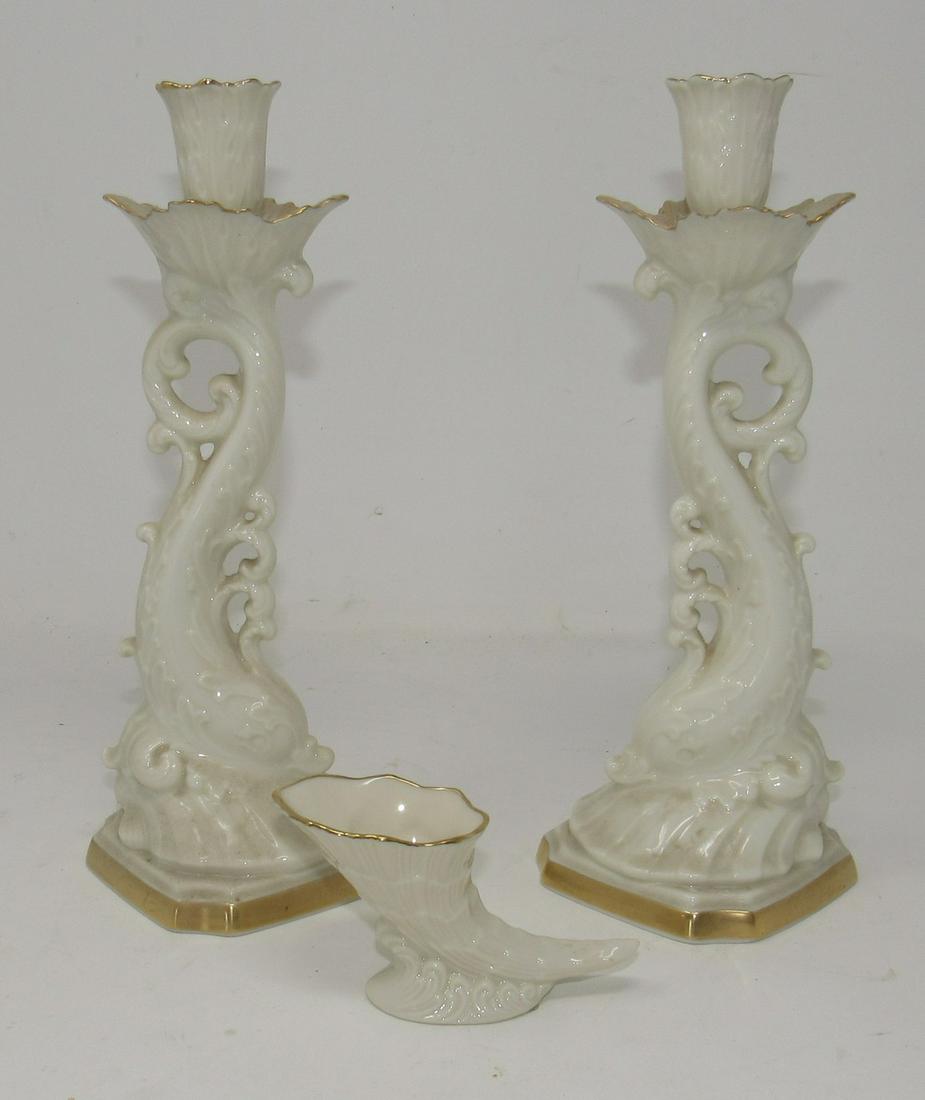 Lenox Candlesticks and Cornucopia: Candle holders are approx 10" tall