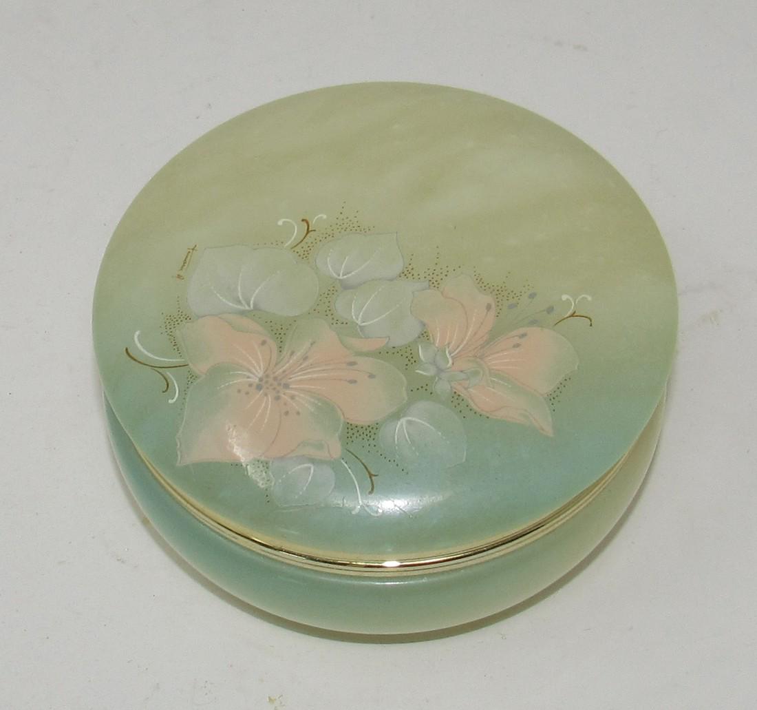Alabaster Dresser Jar: Approx 4" in diameter