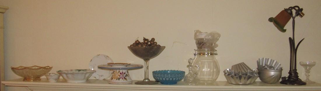 Glassware Cake Stand Bowls Kitchenware: Getting all pictured on mantle. Take what you want and leave the rest