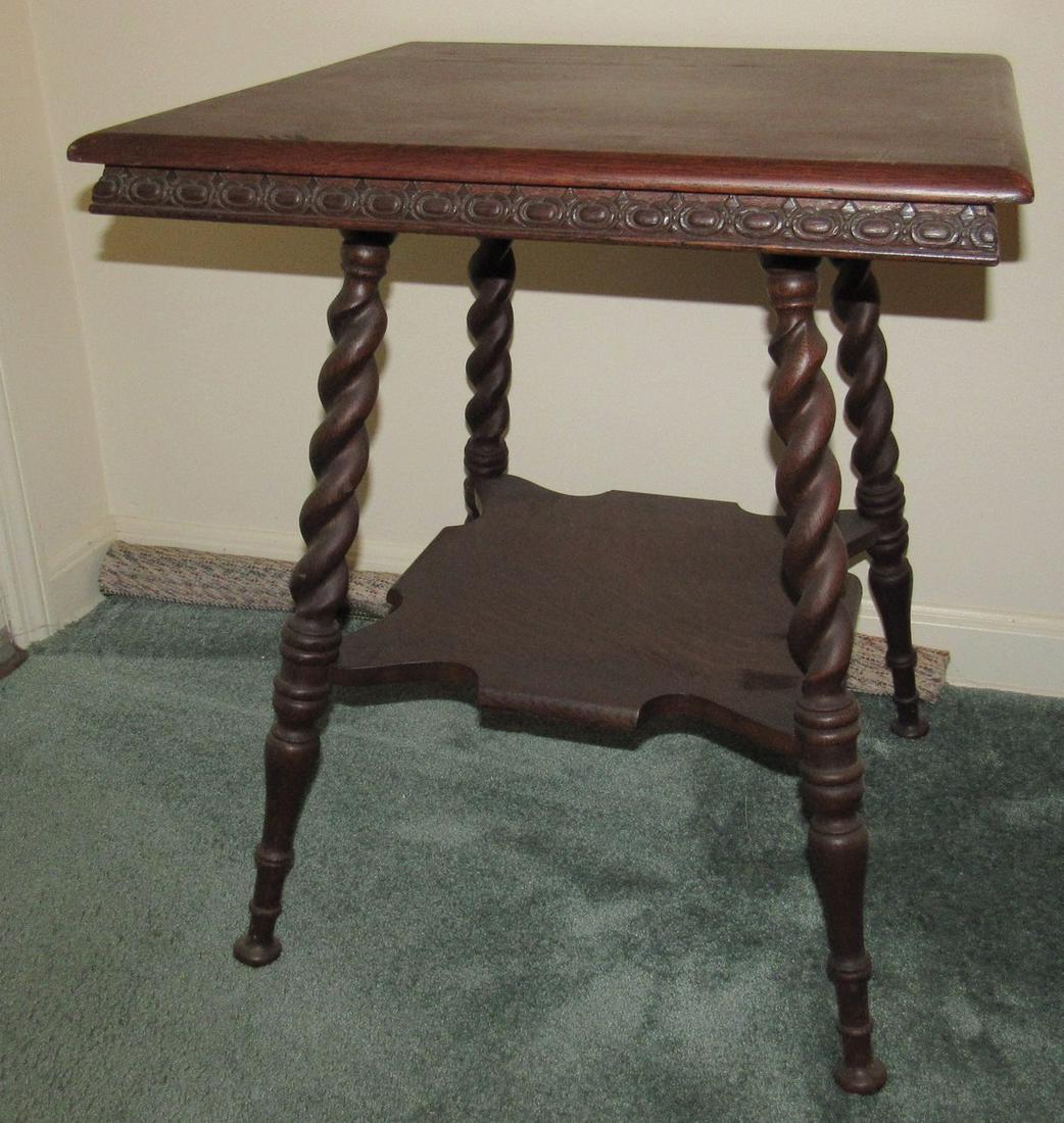 Oak Table: Approx 24" square and 28 1/2" tall.