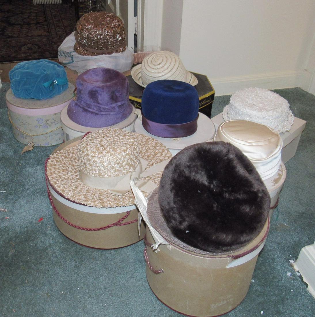 Lot of Women's Hats Hatboxes and Fur: Getting all pictured
