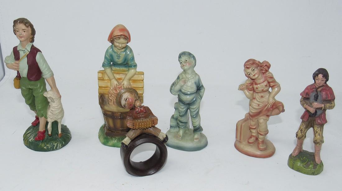 Misc Italy Figures and Napkin Ring Holder: Tallest is apprx 7"