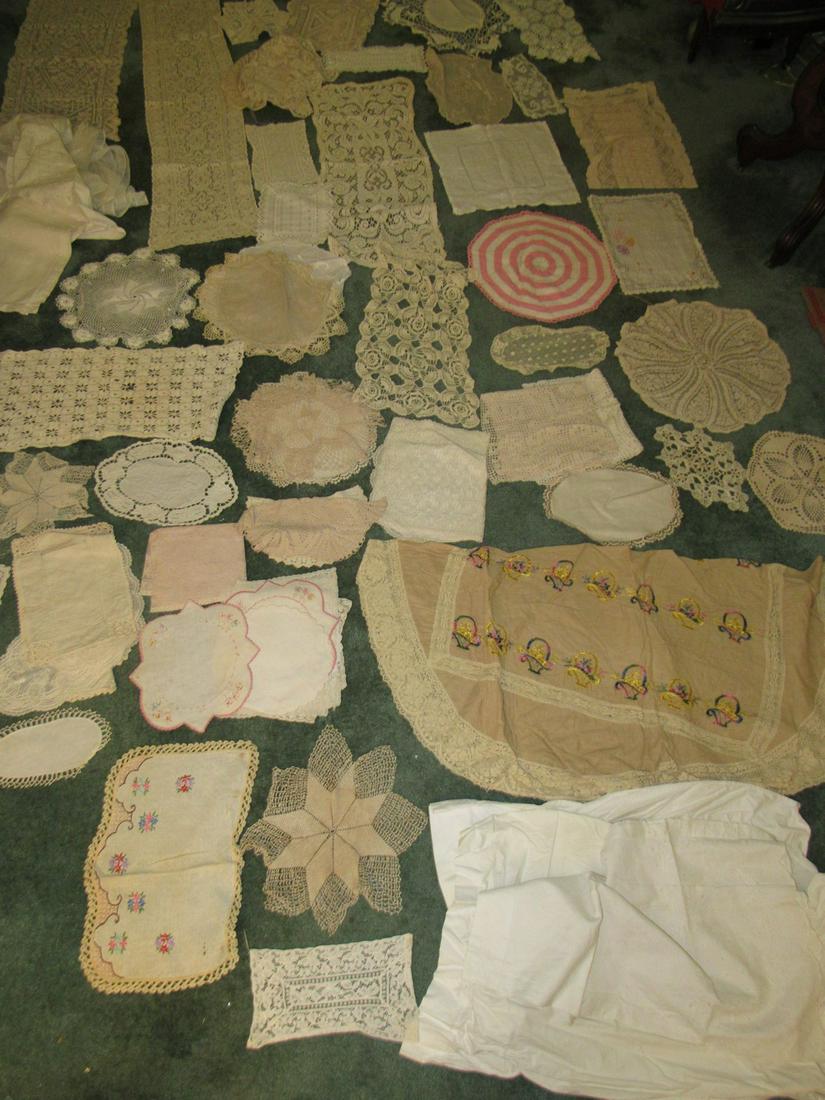 Large Lot of Linens Doilies Tablecloths: Getting all pictured