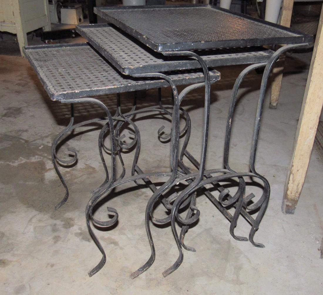 Metal Patio Nesting Tables: Largest is approx 12" x 16" x 20"
