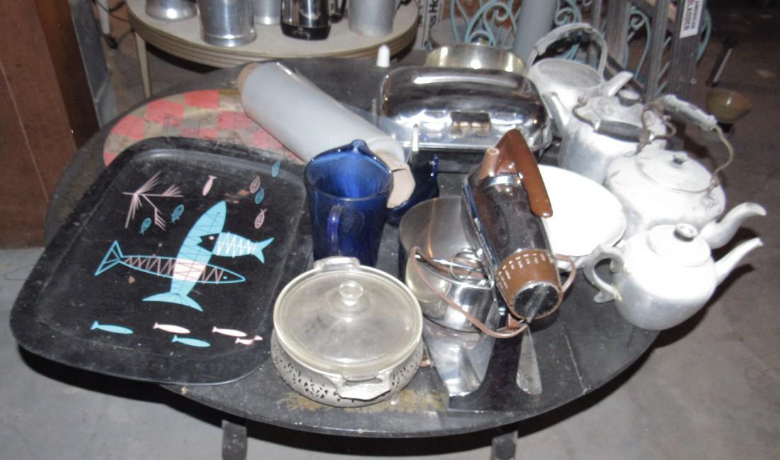 Table and Contents Teapots Blender Vintage Trays: Getting all pictured on table