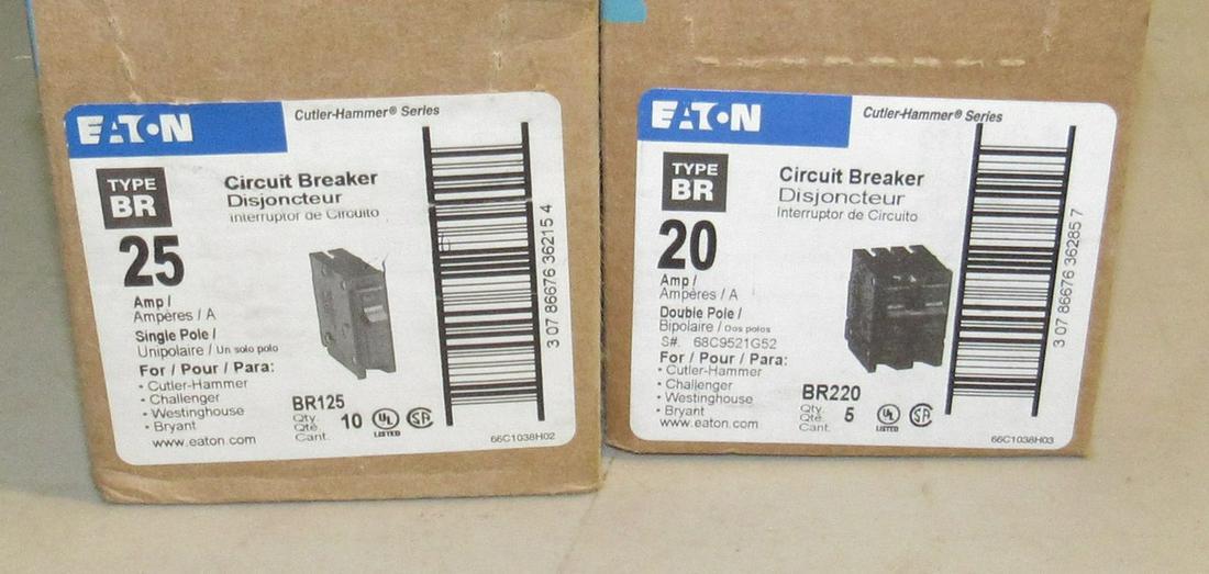 Eaton 25 & 20 Double Pole Amp Type BR Circuit Breakers (1 of 5)