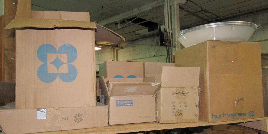 Kurt Versen Lighting: Getting all pictured on shelf. Largest pictured on right is approx 22 1/2" in diameter