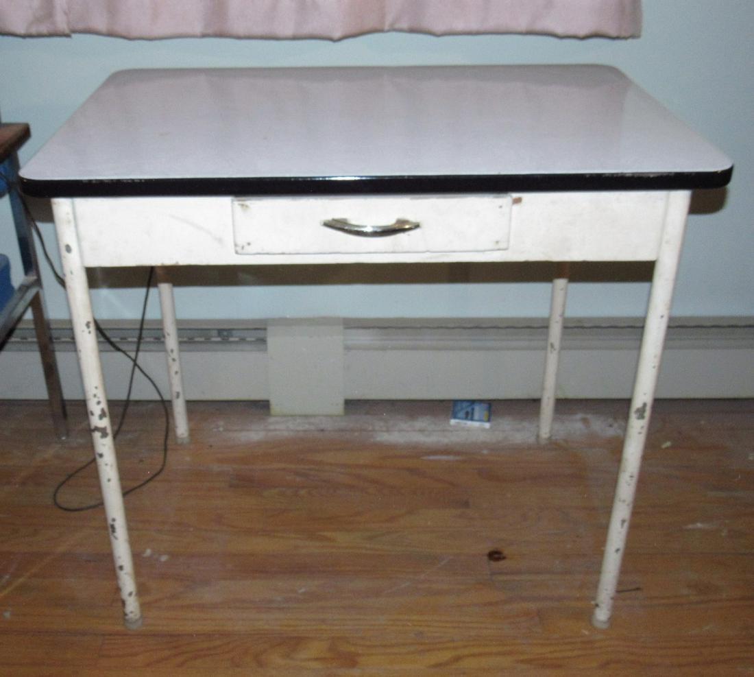 1 Drawer Porcelain Top Table with Metal Legs (1 of 3)