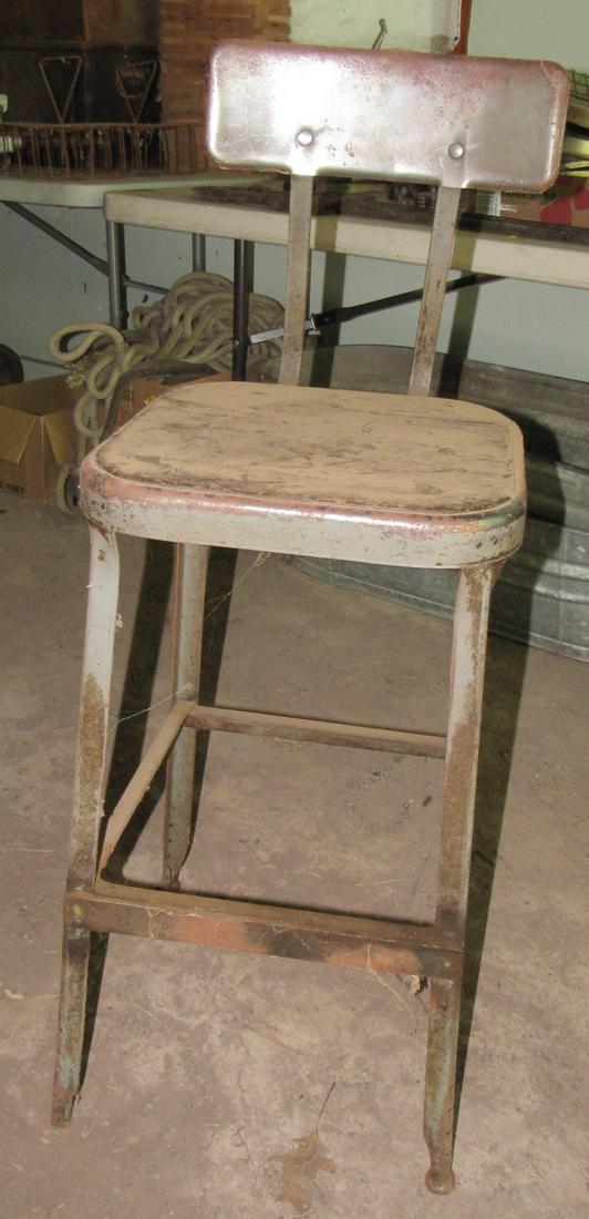 Industrial Stool: Approx 25 1/2" tall to top of seat