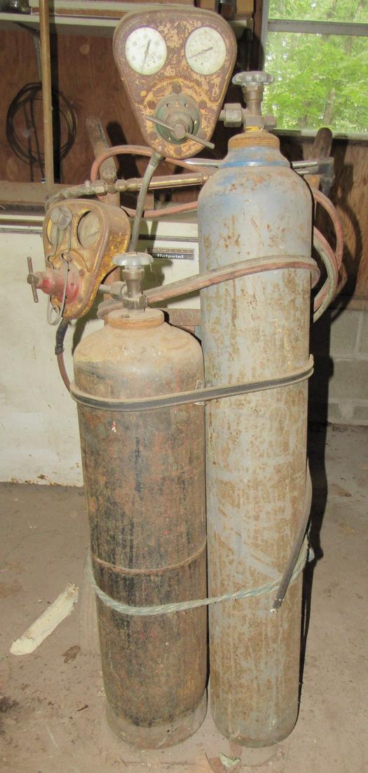 Oxygen Acetylene Tanks Gauges Torch Hand Truck (1 of 4)