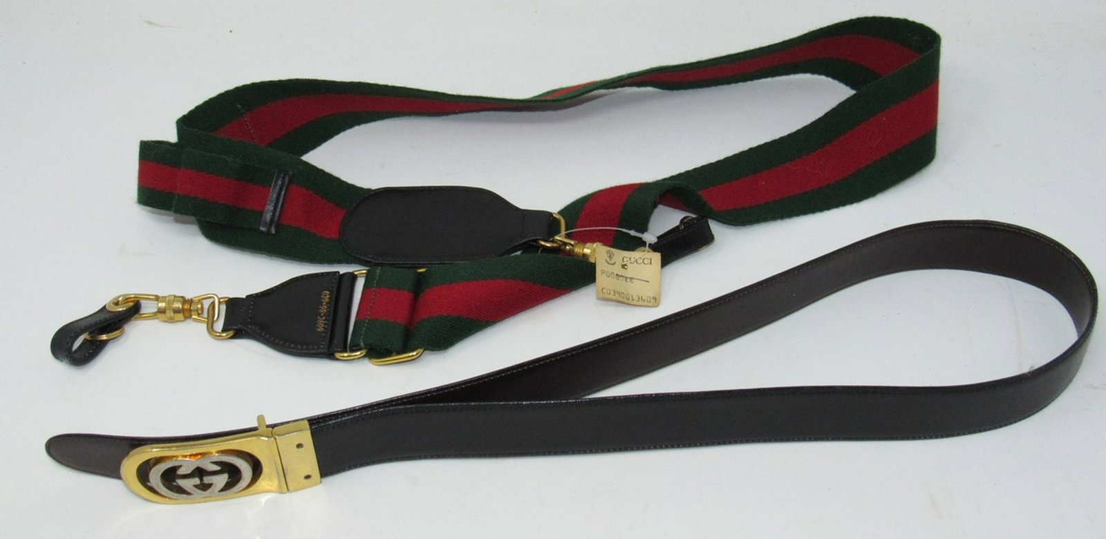 Gucci Belt and Strap: Belt is approx 35" in total length. Strap still has original labels