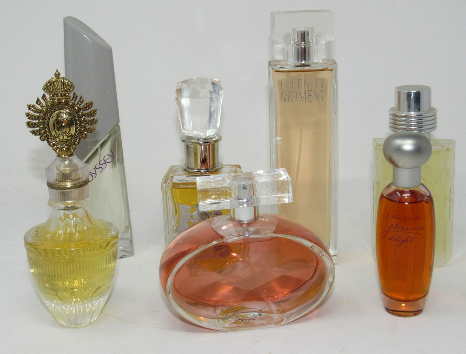Perfume Celine Dion Estee Lauder Pleasure: Also included is Odyssey, Juicy Couture , Eternity Moment , & Cerruti 1881. Celine Dion Bottle is 3.4 fl oz. All look to be close or full