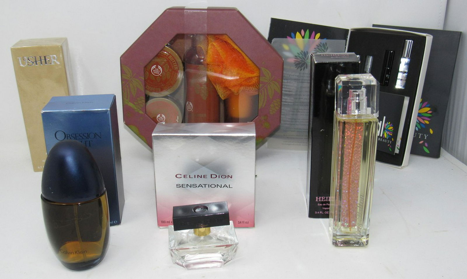 Celine Dion Paris Hilton Obsession Night Usher Perfume: Getting all pictured. Usher is still sealed and is a 6.7oz body wash. All are full or very close to full.