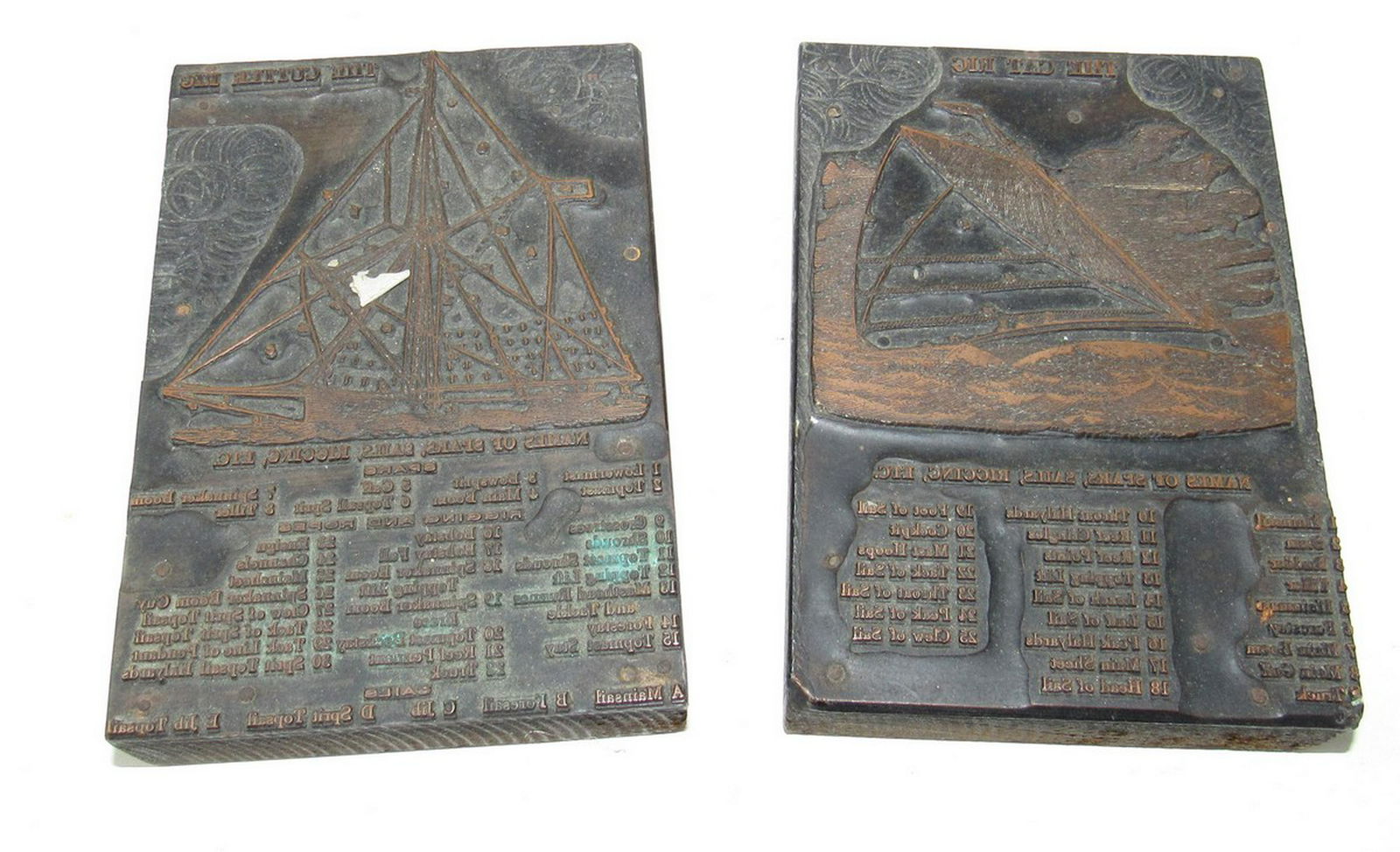 2 Ship / Sail Boat Printer Blocks: Approx 3 1/2" x 5"