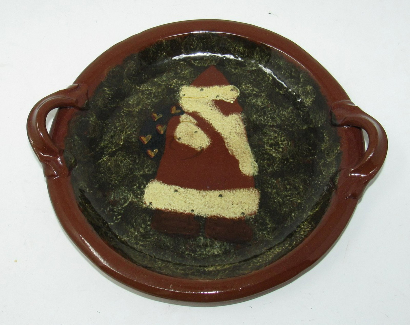 1992 Oxford Earthen Ware Santa Claus Christmas Platter: Approx 8 3/4" in diameter