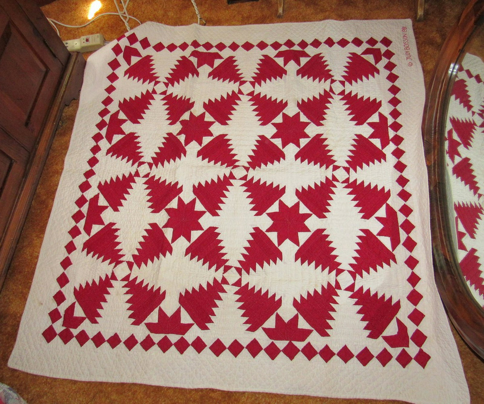1991 Judi Boisson Crib Quilt: Approx 52" x 50"