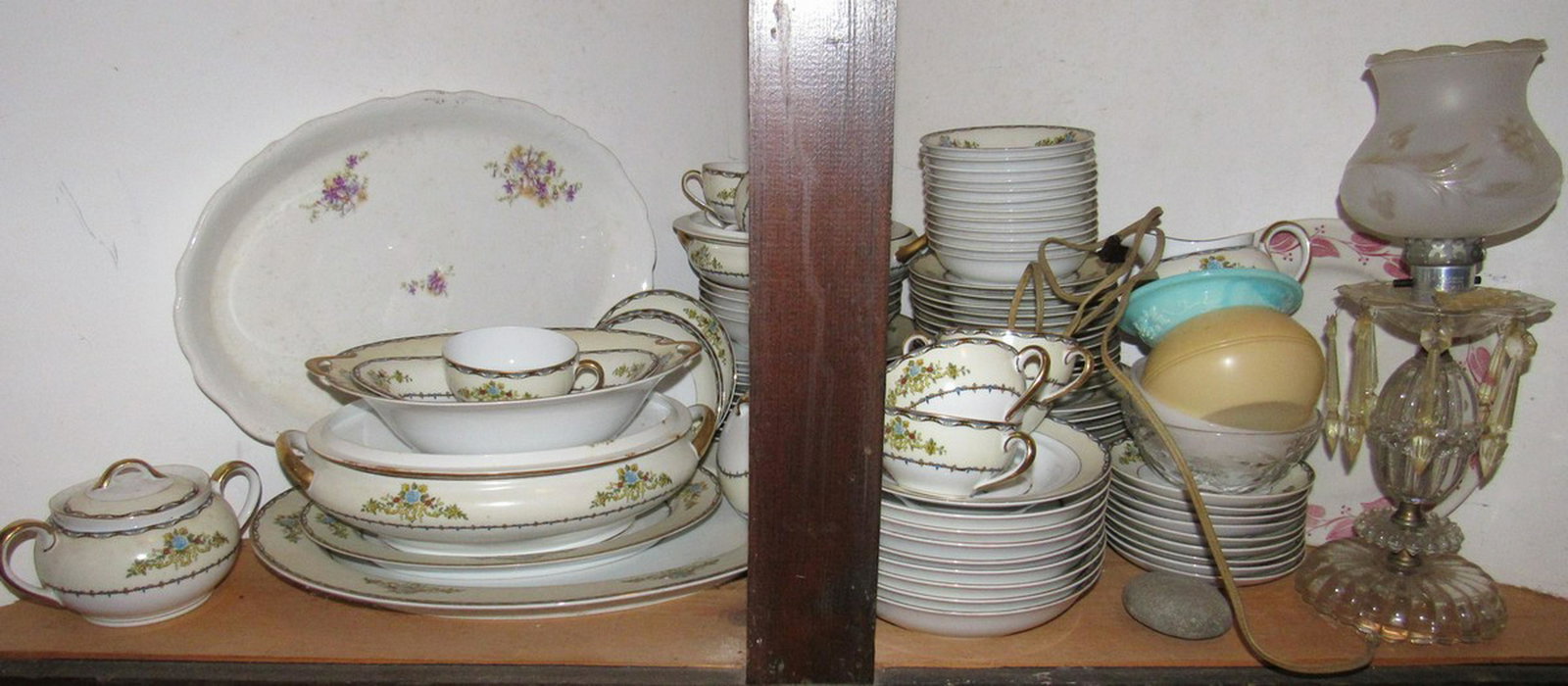 Dinnerware China Set Made in Japan Table Lamp Shelf: Lot includes everything pictured on shelf. Take what you want, leave what you don't