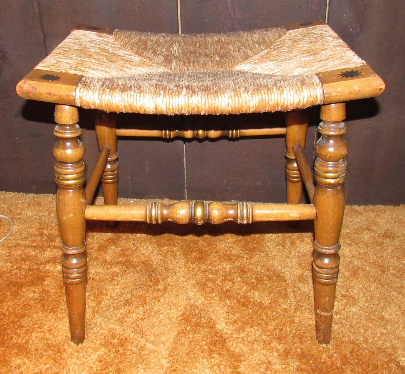 Stool with Rush Seat: Approx 13 1/2" x 18" x 18" tall